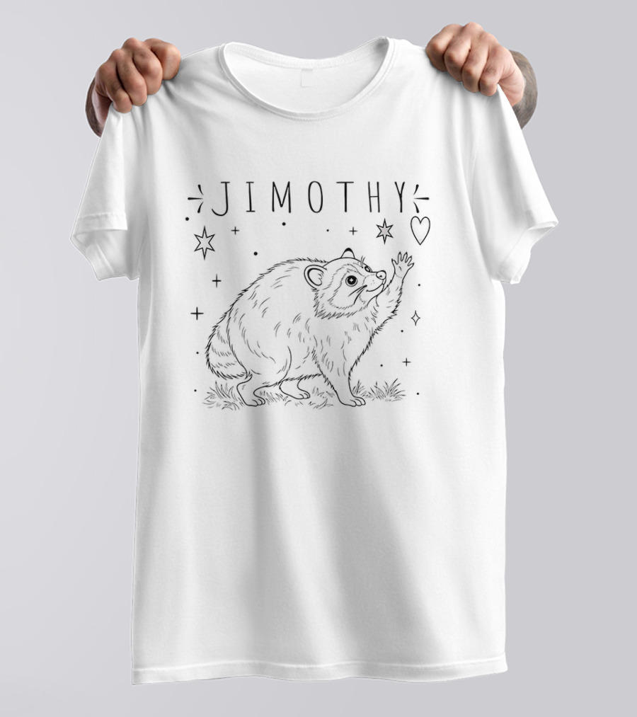 Jimothy Raccoon Reaching For Celestial Stars And Heart T-Shirt