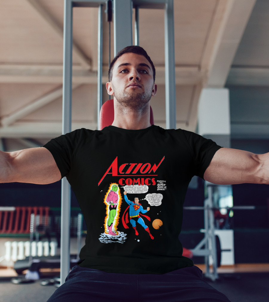 Action Comics Superman I Dare You To Capture Me Super Duel In Space T-Shirt
