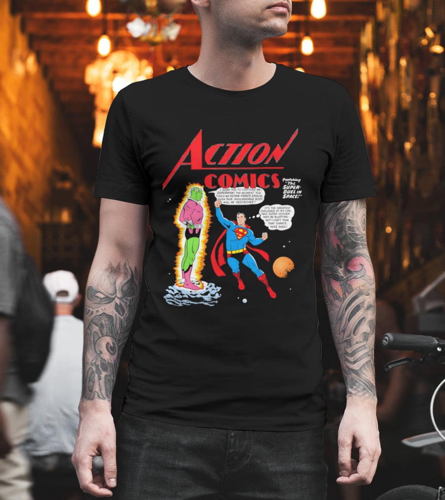 Action Comics Superman I Dare You To Capture Me Super Duel In Space T-Shirt