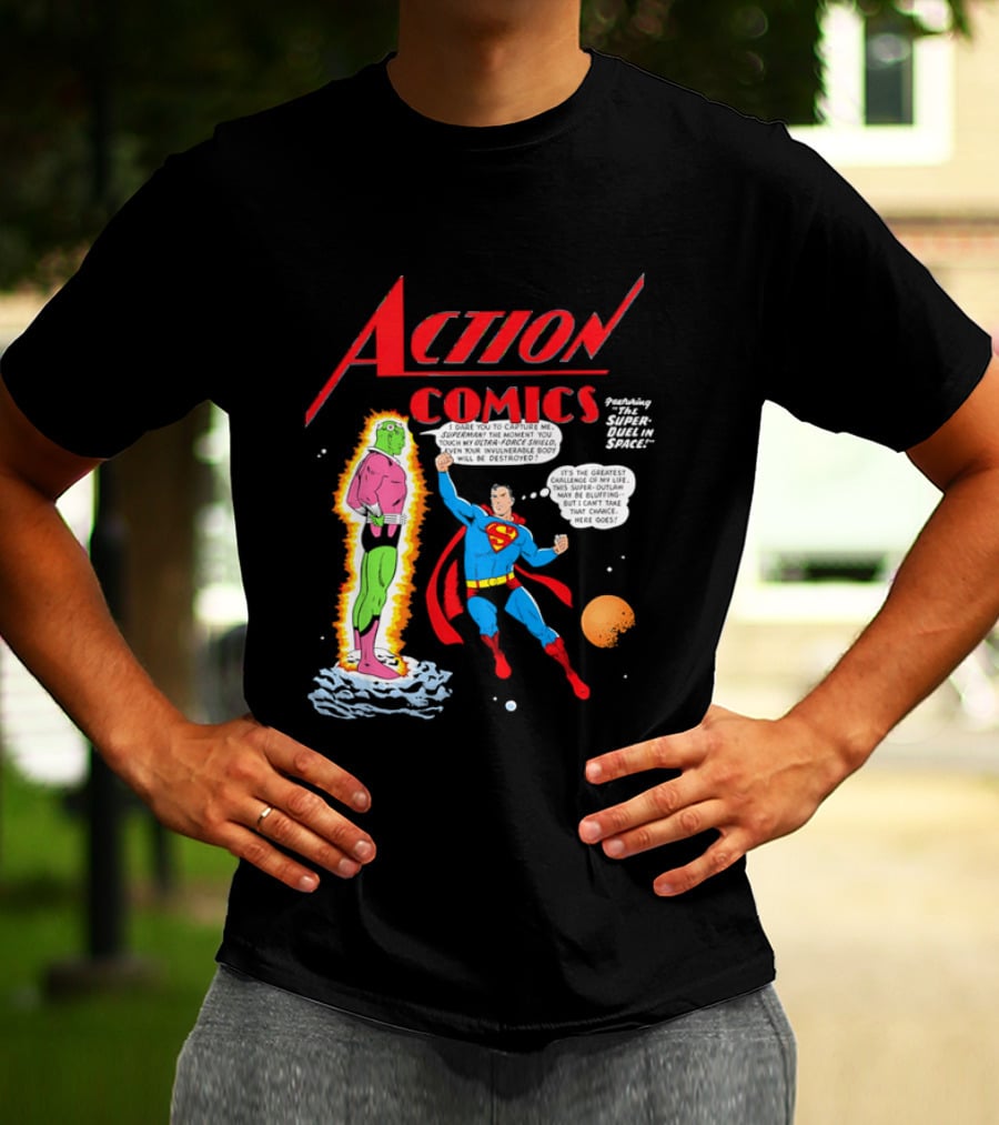 Action Comics Superman I Dare You To Capture Me Super Duel In Space T-Shirt