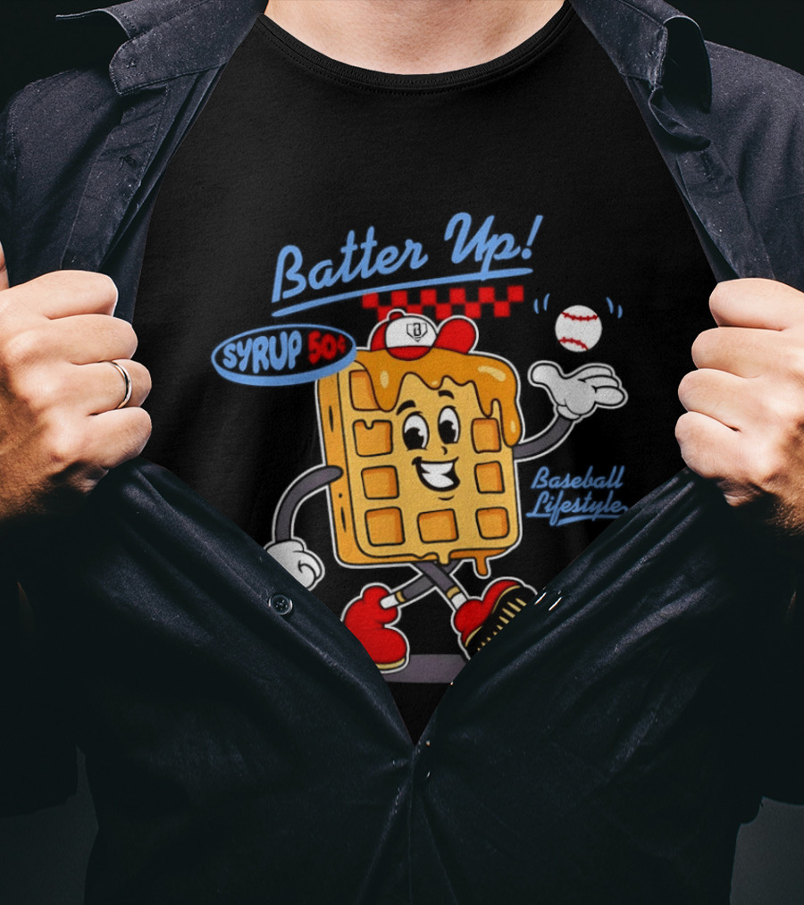 Batter Up Syrup Baseball Waffle Fun Sports Lifestyle T-Shirt