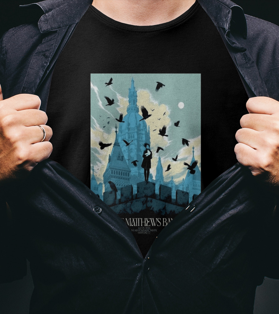 Dave Matthews Band July 25 2026 The Meadows Music Theatre Hartford CT Birds And Gothic Architecture T-Shirt