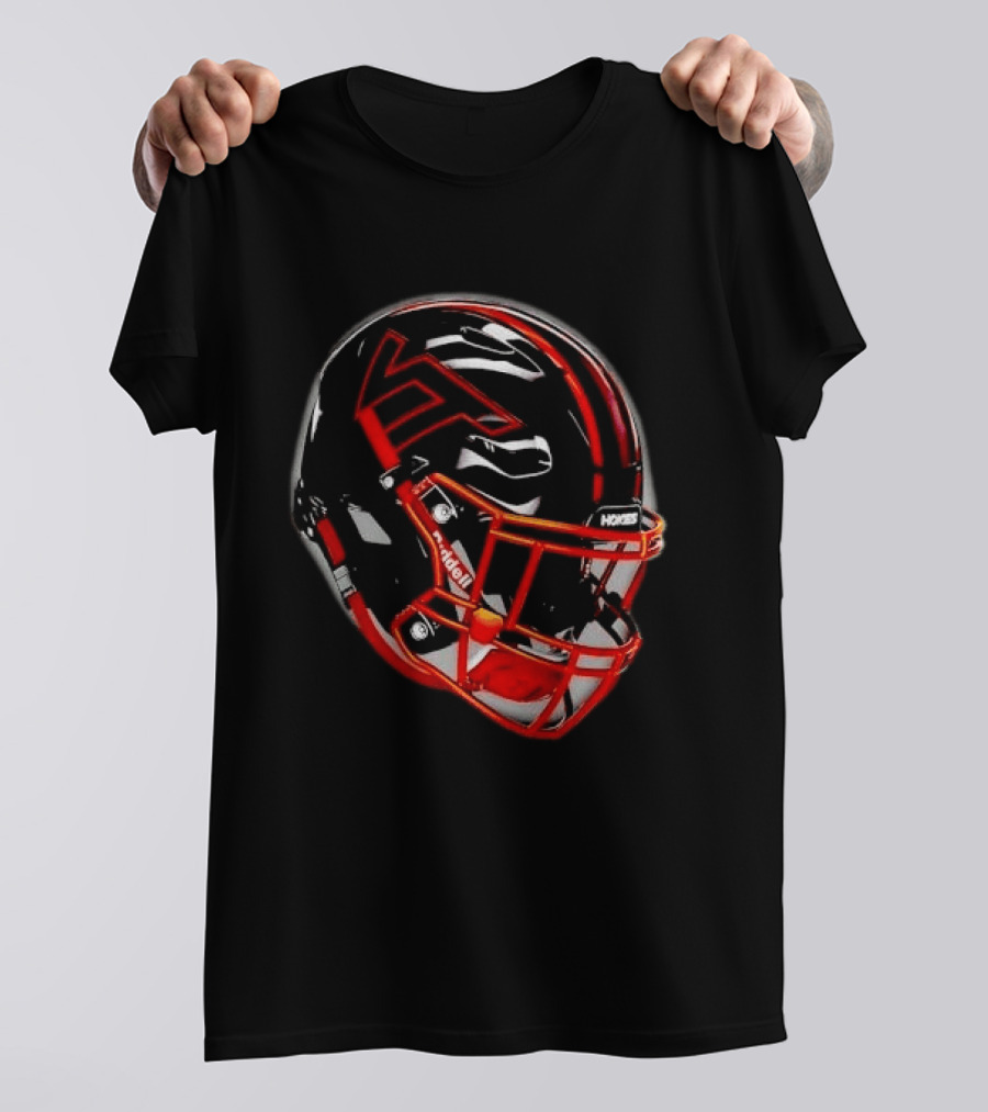 VT Hokies Black Orange Football Helmet Performance Sports Gear T-Shirt