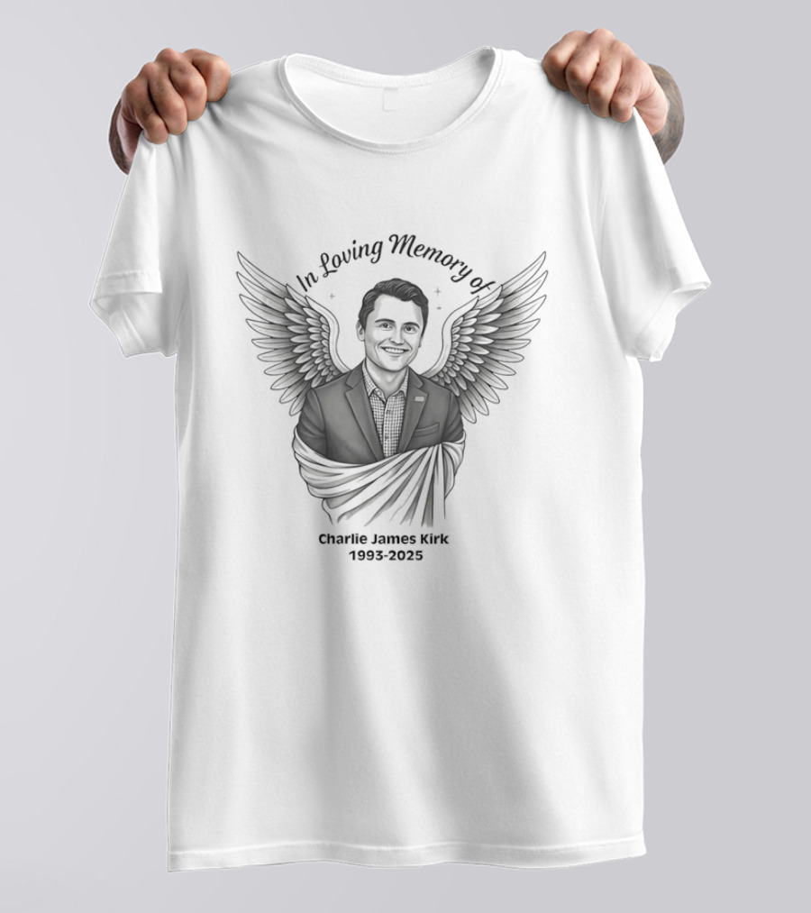 In Loving Memory Of Charlie James Kirk 1983 2025 Angel Wings T-Shirt