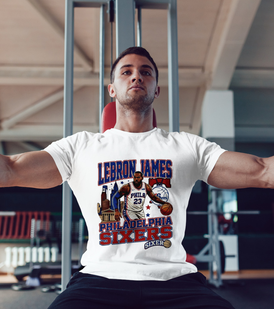 LeBron James Philadelphia Sixers No 23 Jersey Cityscape Basketball T-Shirt