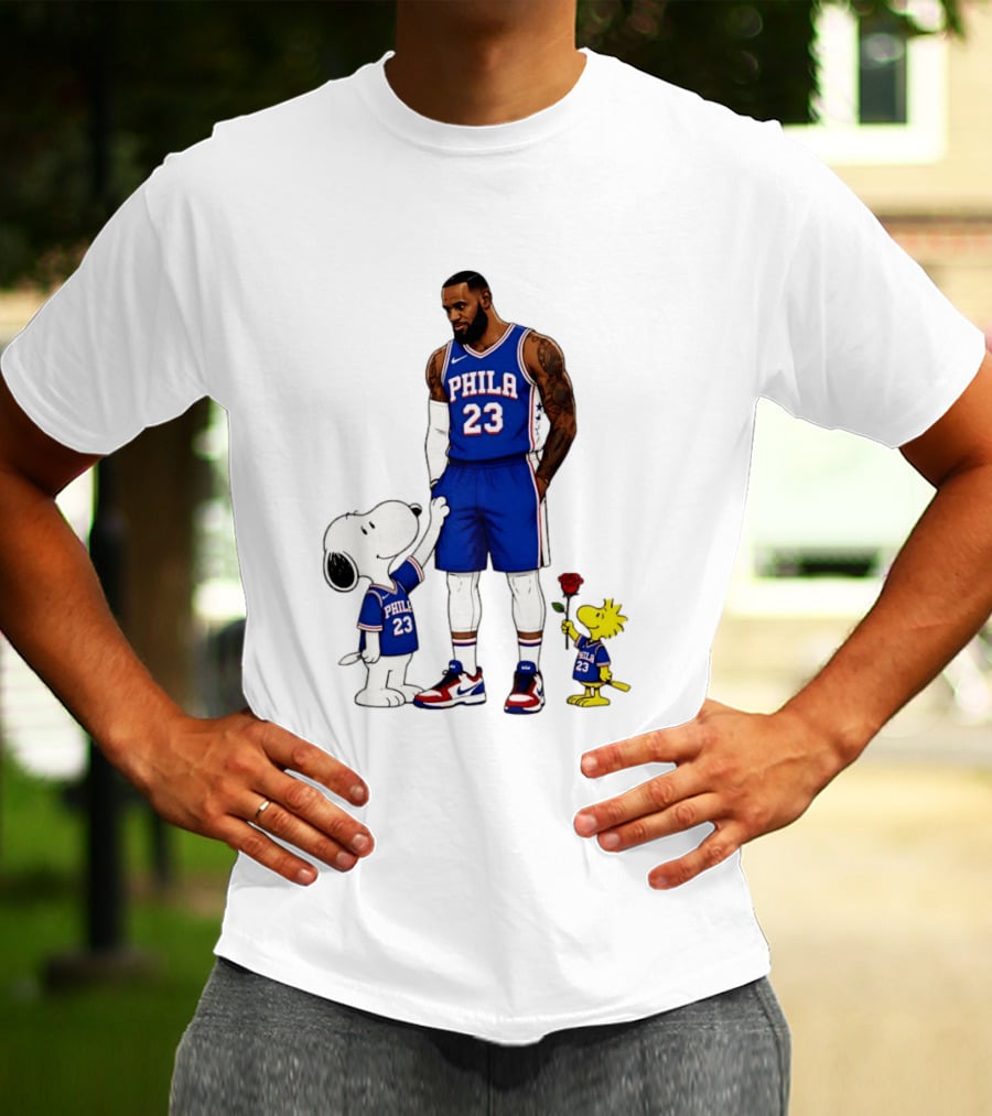 Philadelphia 76ers LeBron James With Snoopy And Woodstock 2026 T-Shirt