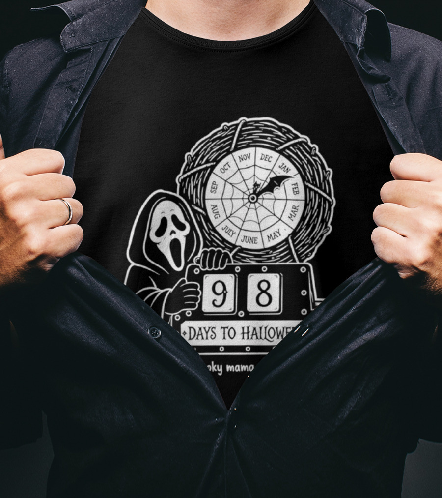 Halloween Countdown 98 Days Ghostface Horror Calendar Spooky Mama Co T-Shirt