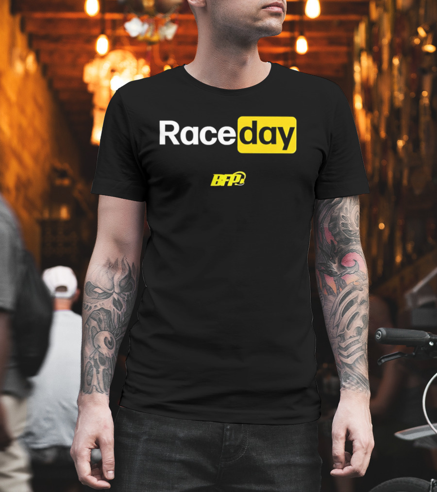 BFP Raceday Bold White Yellow Racing T-Shirt