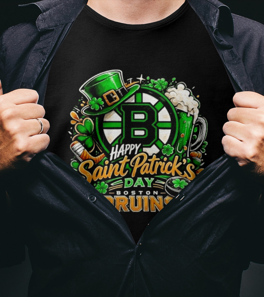 Boston Bruins St. Patrick's Day 2026 Celebration Hockey Team Florals T-Shirt