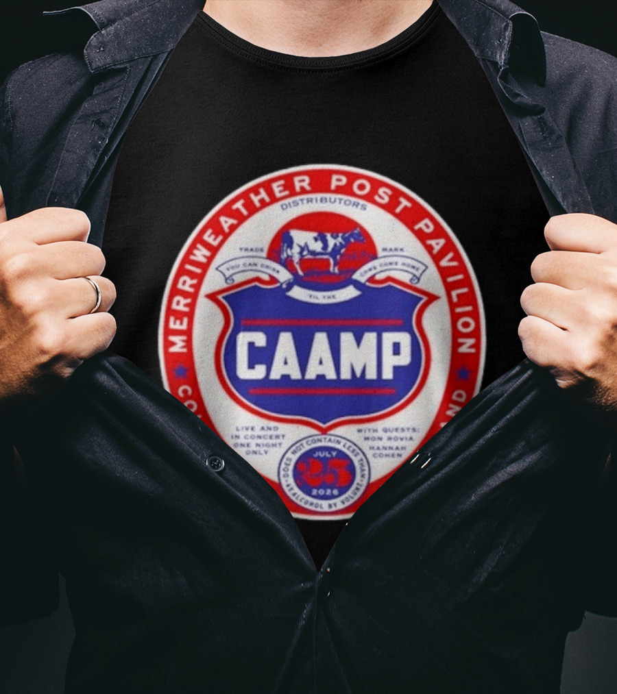 Merriweather Post Pavilion Caamp 2026 Columbia Maryland Concert With Mon Rovio And Hannah Cohen T-Shirt