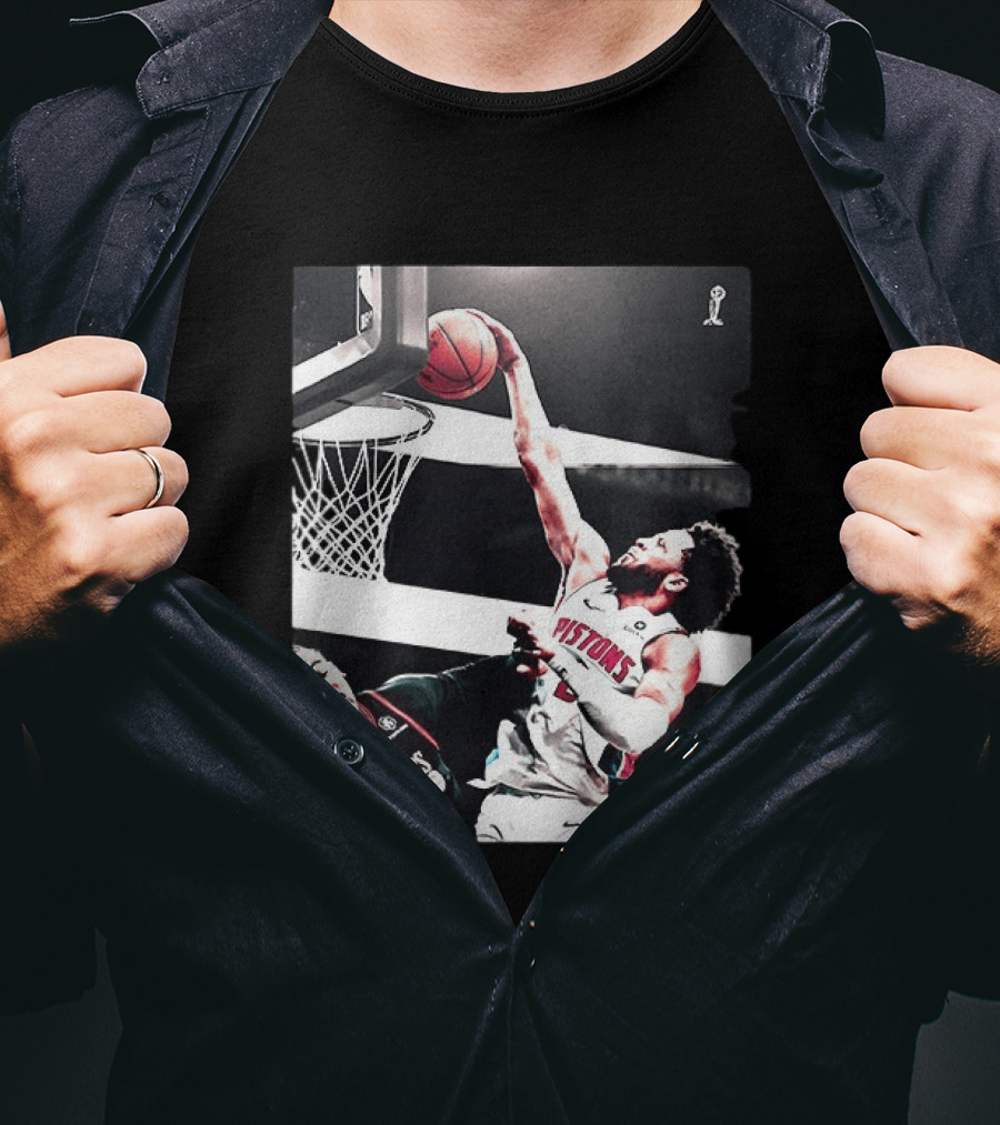 Pistons Cade Cunningham Slam Dunk Vs 76ers Andrei Drummond NBA Action T-Shirt