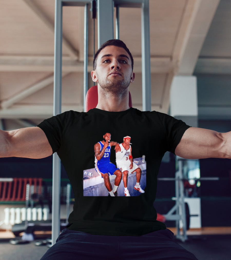 LeBron James Allen Iverson Philadelphia 76ers Smoking Scene Vintage NBA T-Shirt
