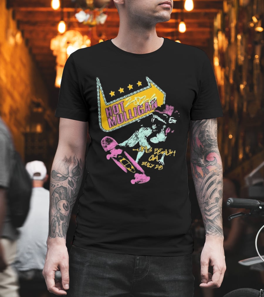 Hot Mulligan Long Beach CA 2026 Warped Tour July 25 Skateboarding Art With Stars T-Shirt
