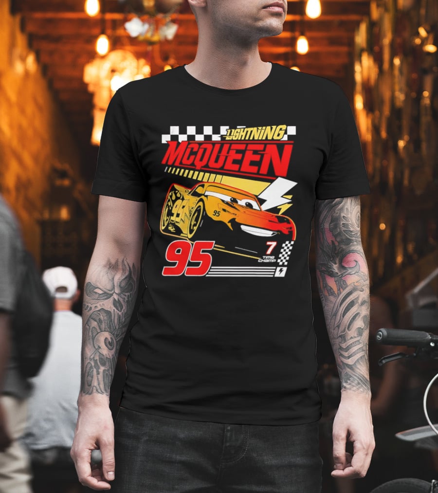 Lightning McQueen Racing 95 Champion Car Number 7 Lightning Bolt T-Shirt