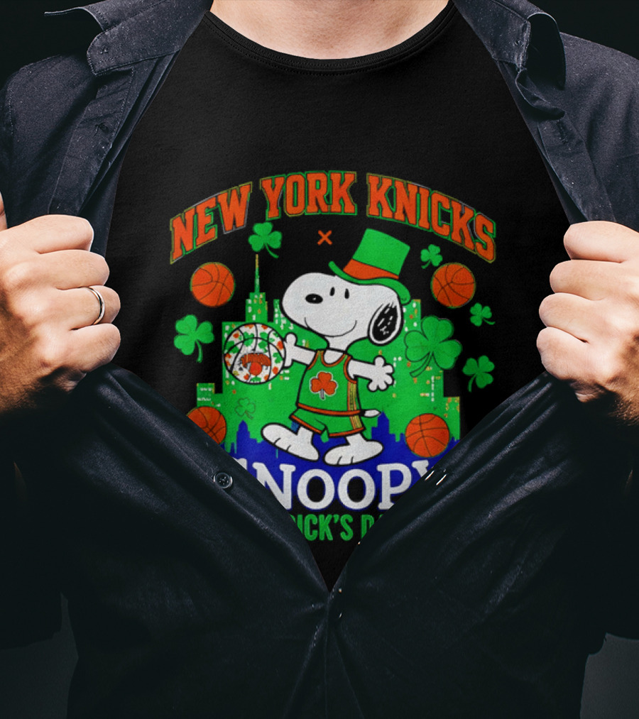 New York Knicks Snoopy St Patrick's Day 2026 Celebration T-Shirt