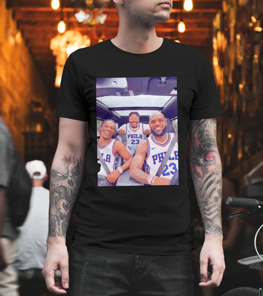 Phila 23 Lebron James Bronny James Philadelphia 76Ers Team Jersey T-Shirt