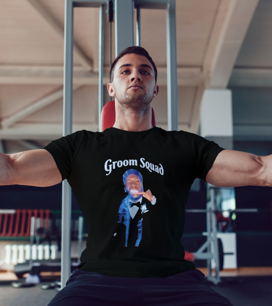 Groom Squad Tuxedo Finger Point Man T-Shirt