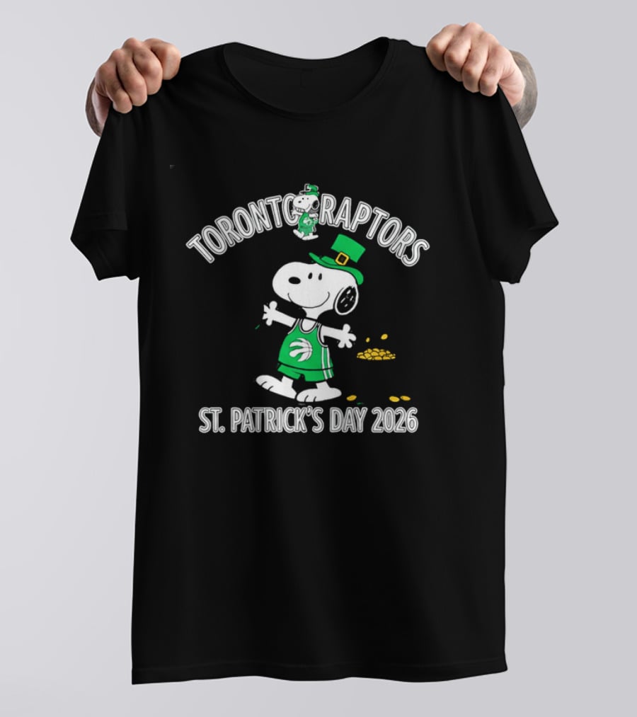 Toronto Raptors Snoopy St Patrick's Day 2026 Basketball Clover T-Shirt