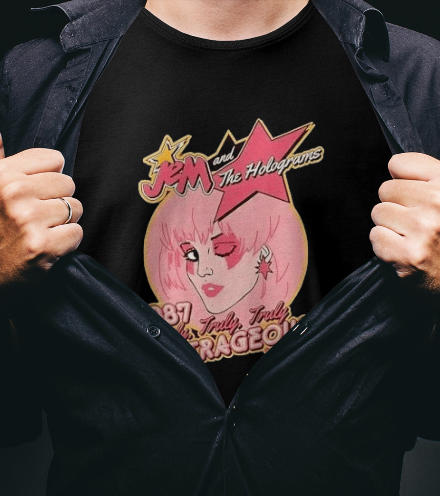 1987 Truly Outrageous Tour Jem And The Holograms Retro Pink Star T-Shirt