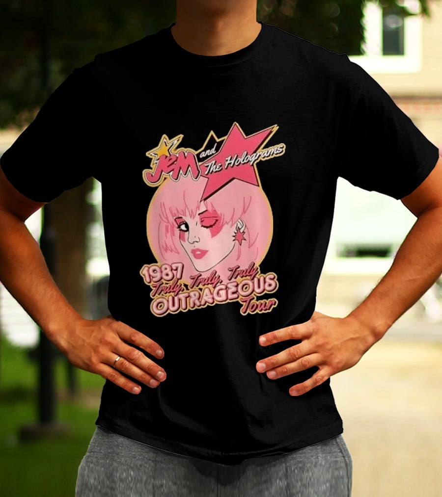 1987 Truly Outrageous Tour Jem And The Holograms Retro Pink Star T-Shirt