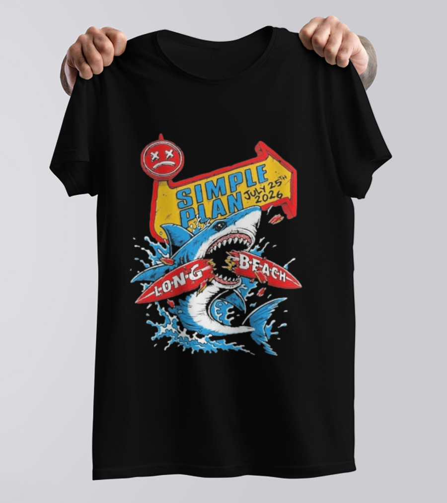 Simple Plan Shark Long Beach July 25 2026 T-Shirt