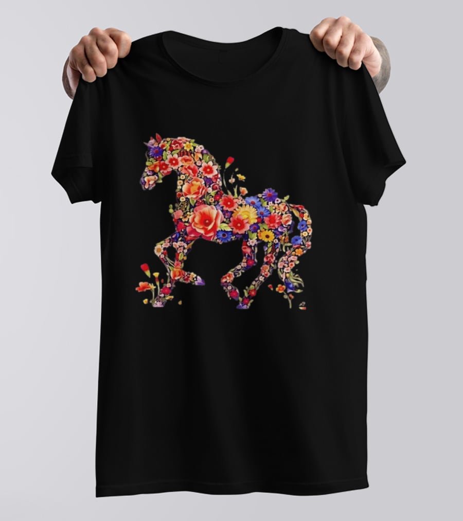 Unicorn Floral Blossoms Mythical Fantasy Animal Nature Garden Botanical T-Shirt