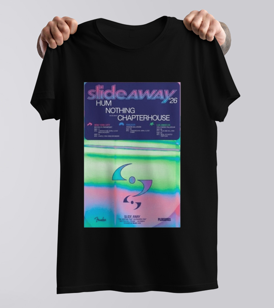 Slide Away 26 Tour Featuring Hum Nothing Chapterhouse May 2026 New York City Chicago Los Angeles T-Shirt