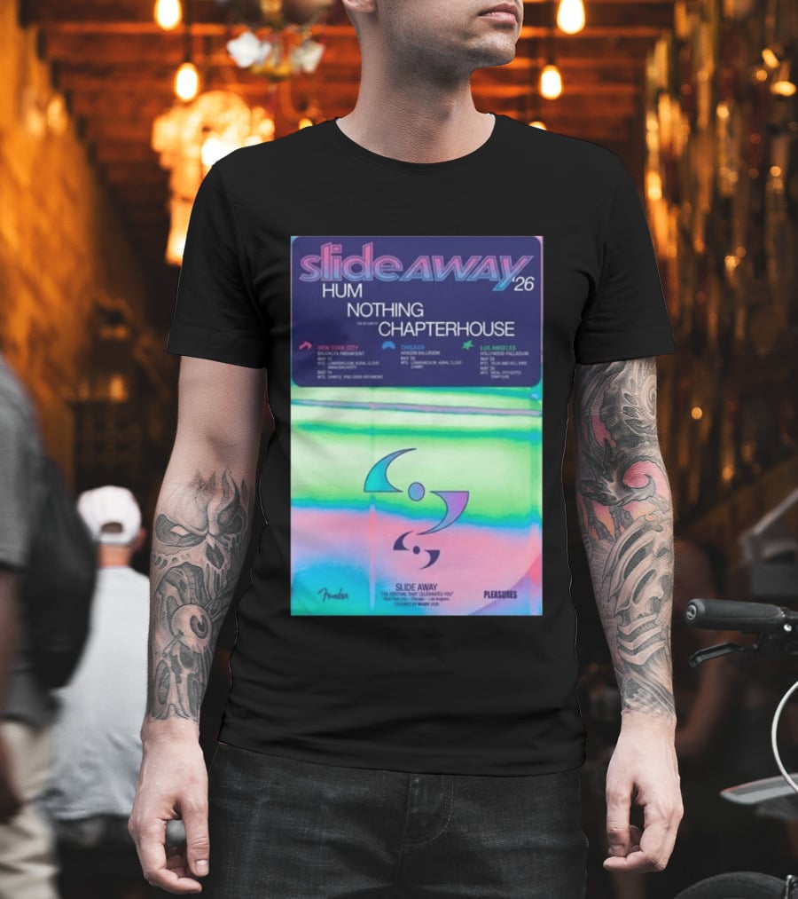 Slide Away 26 Tour Featuring Hum Nothing Chapterhouse May 2026 New York City Chicago Los Angeles T-Shirt