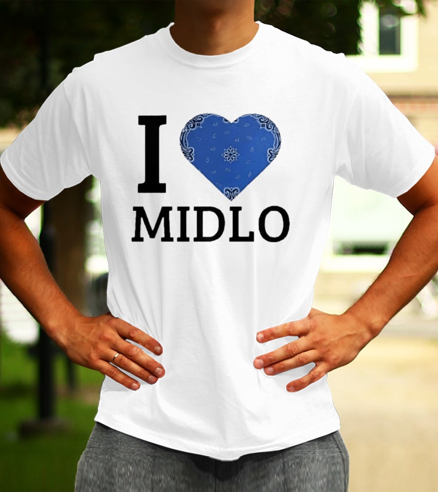 Midlo Love I Heart Blue Bandana T-Shirt