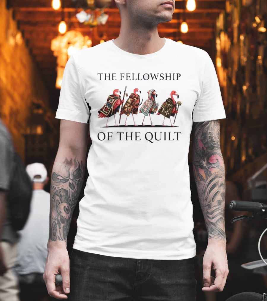 The Fellowship Of The Quilt Flamingo Fantasy T-Shirt