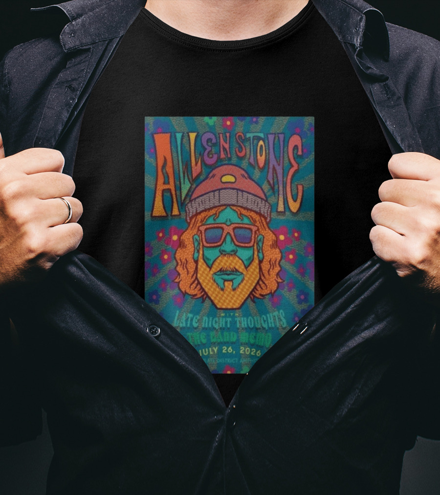 Allen Stone Fishers Indiana Late Night Thoughts The Band Memo July 26 2026 Nickel Plate District Amphitheater T-Shirt