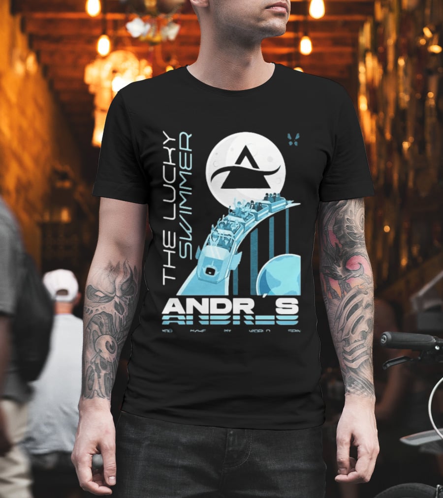 The Lucky Swimmer Andrés Roller Adventure Moon T-Shirt