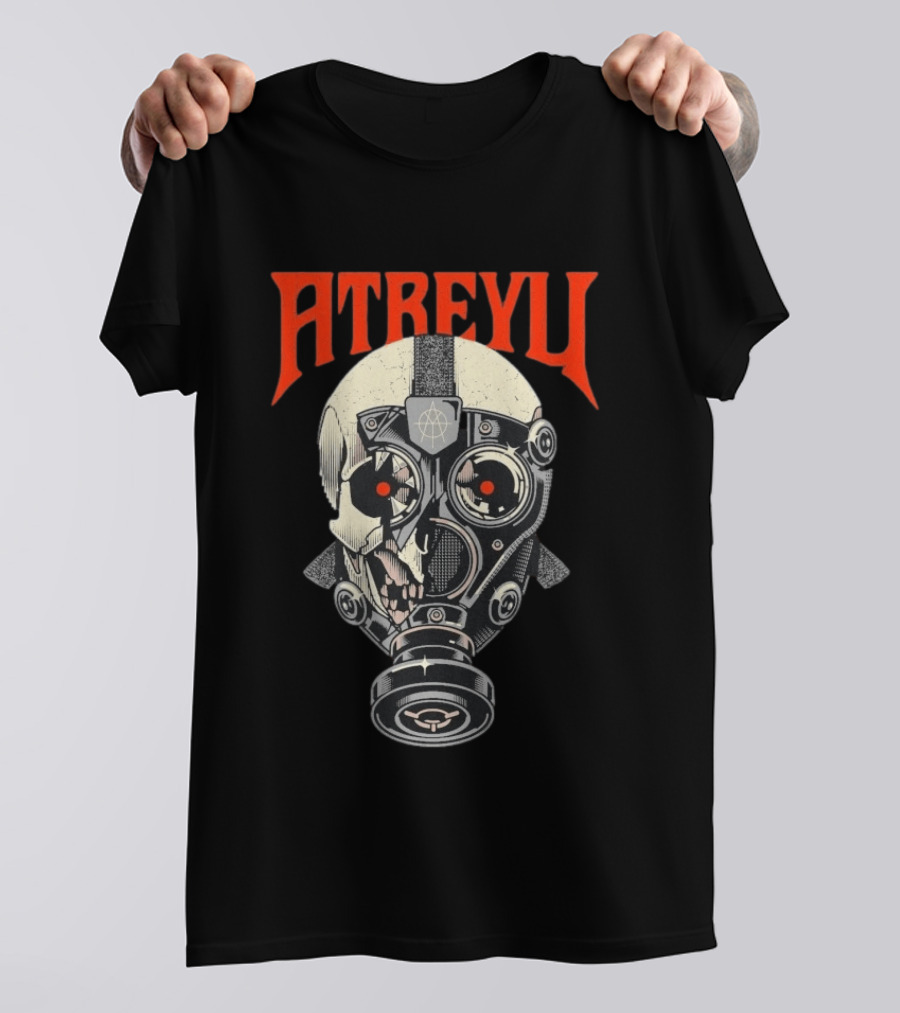 Atreyu Skull Gas Mask With Red Eyes T-Shirt