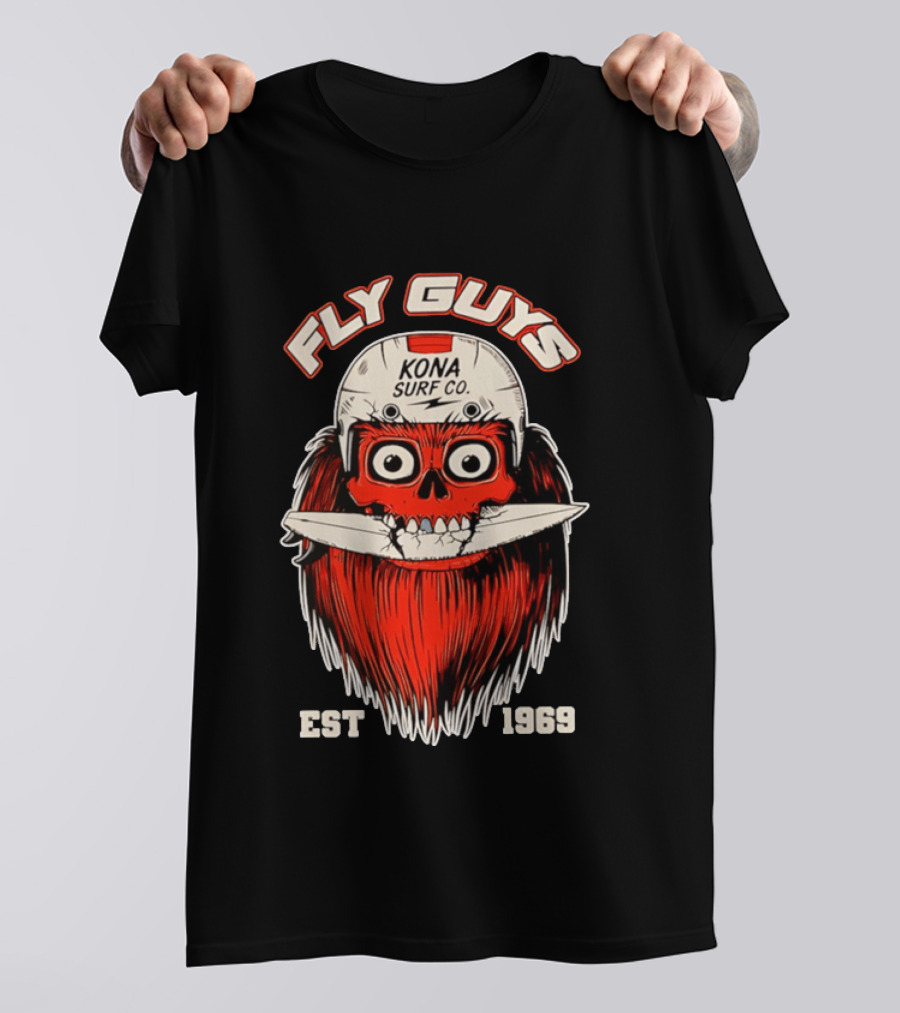 Fly Guys Kona Surf Co Est 1969 Skull Surfboard Helmet T-Shirt