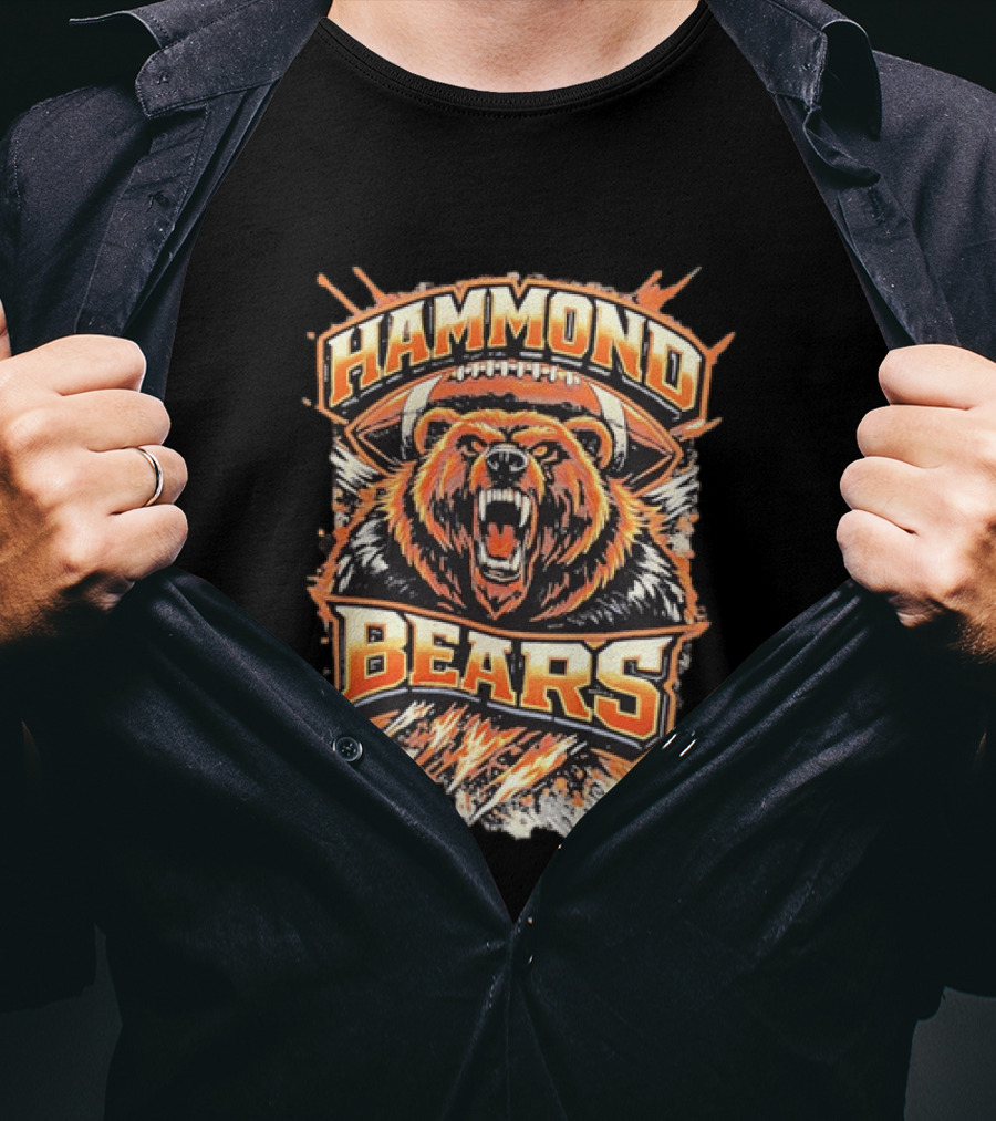 Hammond Bears Football Roaring Bear And Football T-Shirt