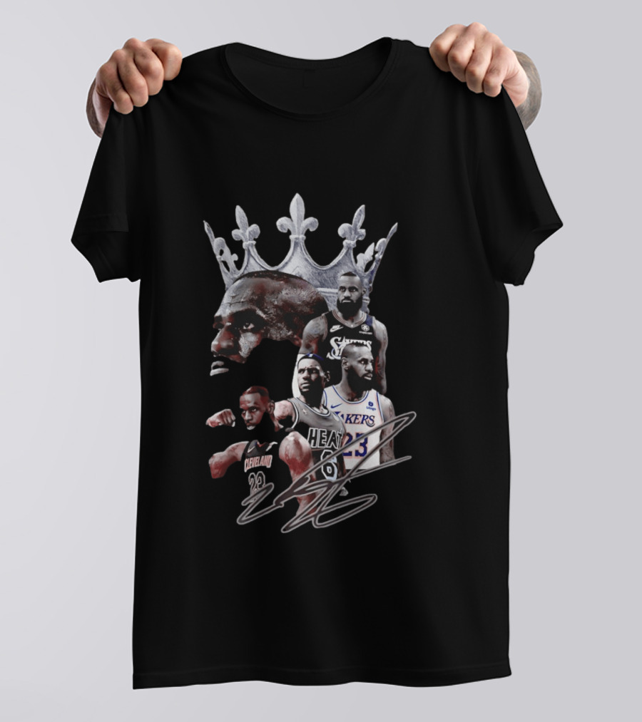 Lebron James Crown Collage Cleveland Miami Lakers Philadelphia 76ers T-Shirt