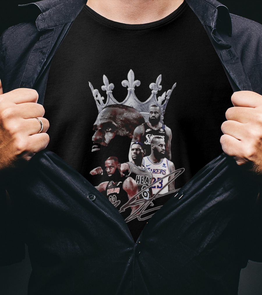 Lebron James Crown Collage Cleveland Miami Lakers Philadelphia 76ers T-Shirt