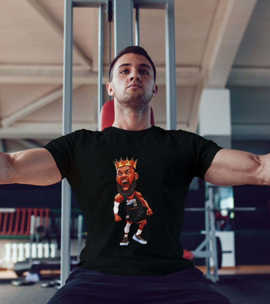 LeBron James Philadelphia 76ers King Caricature 23 Sixers T-Shirt