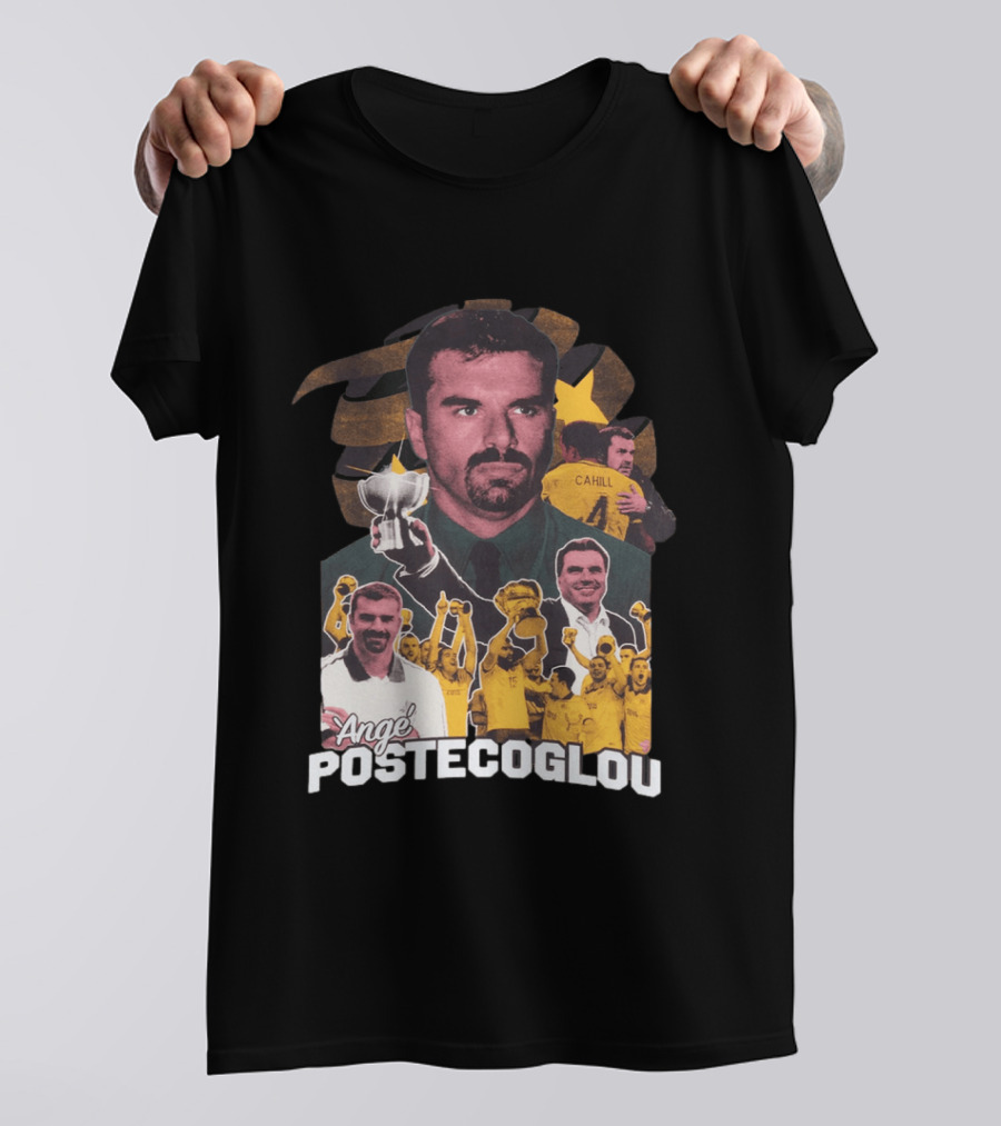 Ange Postecoglou Victory Celebration Collage Champions Cup Cahill T-Shirt