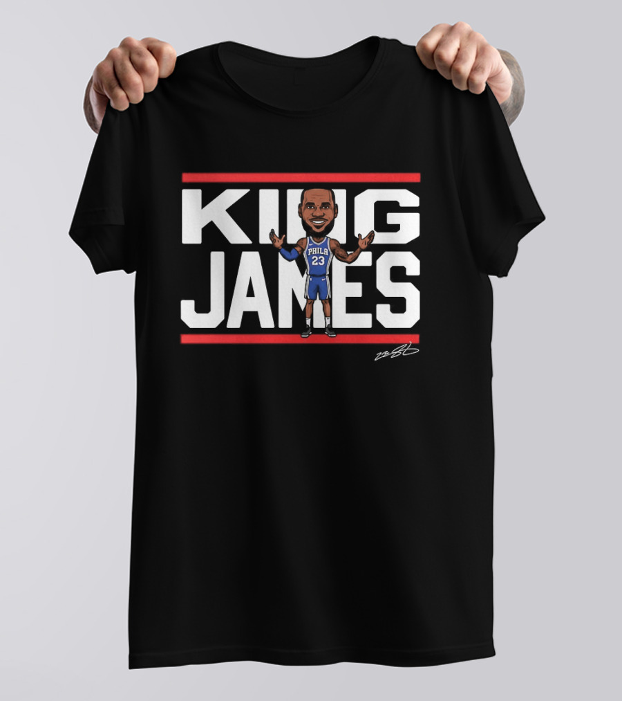 Philadelphia 76ers LeBron James 23 NBA King James Caricature T-Shirt