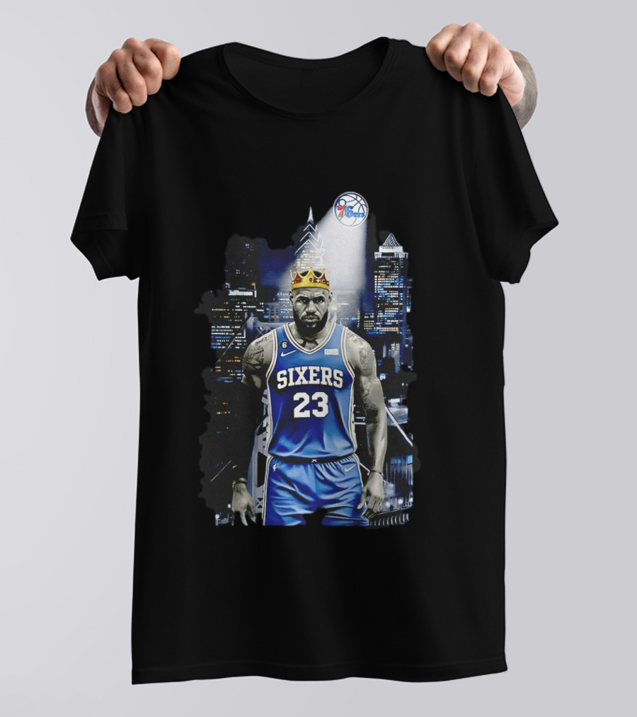 Philadelphia 76ers LeBron James NBA Sixers 23 Jersey With Crown And City T-Shirt