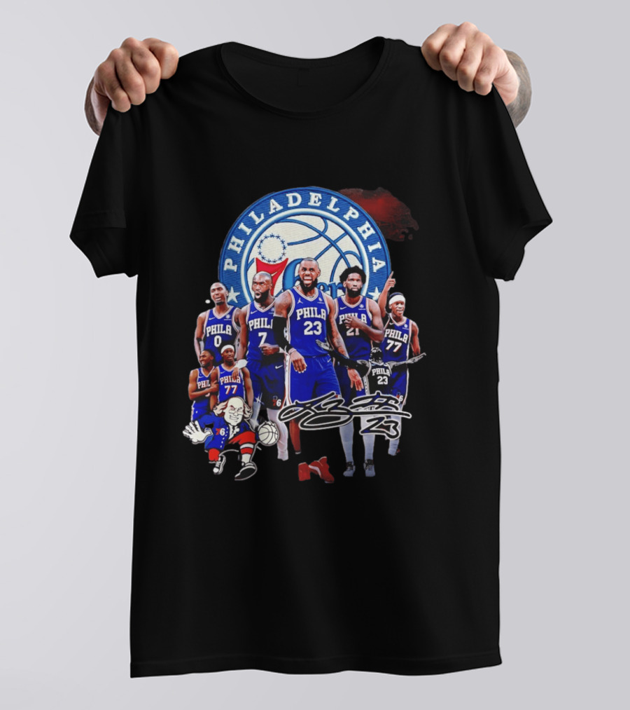 Philadelphia 76ers LeBron James 23 Phila Basketball Team Collage T-Shirt