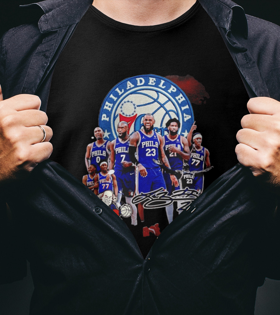 Philadelphia 76ers LeBron James 23 Phila Basketball Team Collage T-Shirt