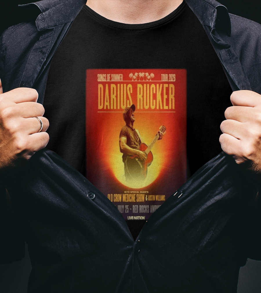 Songs Of Summer Tour 2026 Darius Rucker With Old Crow Medicine Show And Austin Williams Live At Red Rocks Amphitheater July 25 T-Shirt