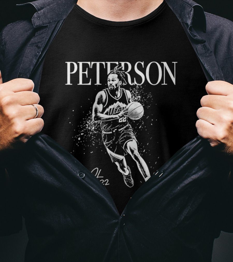 Peterson Utah Jazz Darryn Peterson Basketball Art Mono 22 T-Shirt