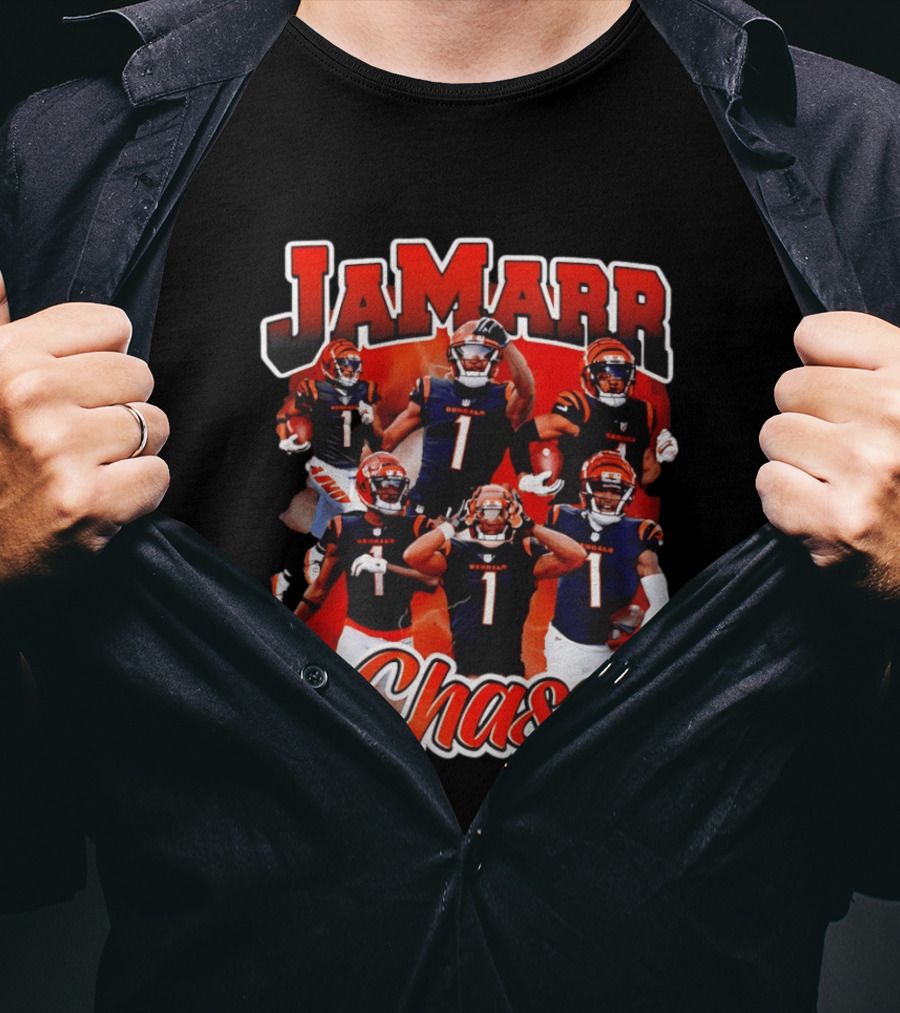 Ja'Marr Chase Cincinnati Bengals Collage Player 1 NFL Football Star T-Shirt
