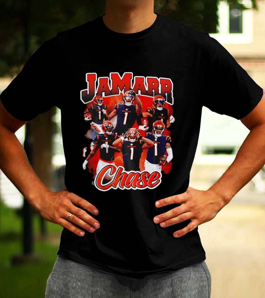 Ja'Marr Chase Cincinnati Bengals Collage Player 1 NFL Football Star T-Shirt