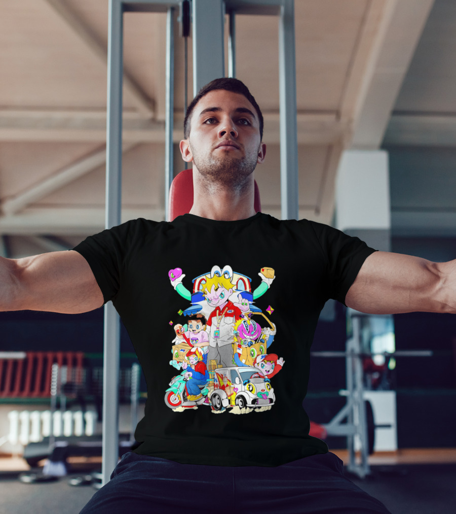 JNE Express Delivery Cartoon Characters And Van Fun Anime T-Shirt