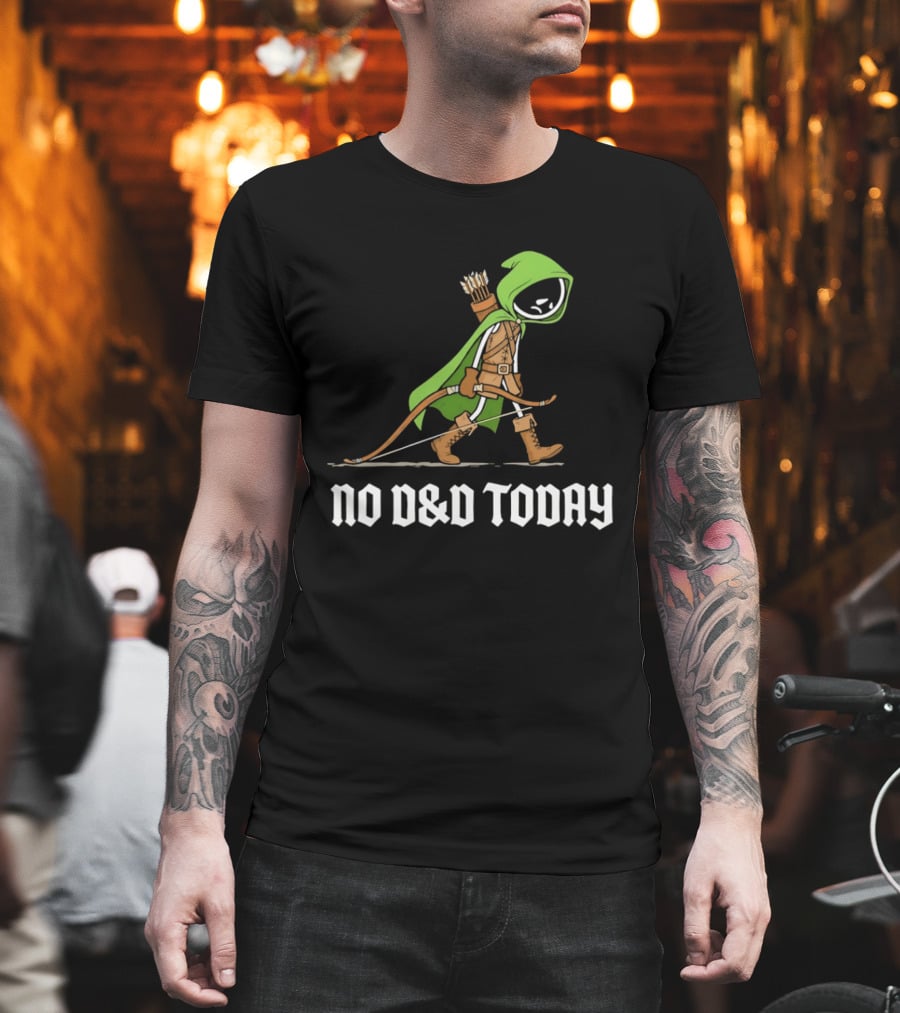 No D&D Today Ranger Cartoon Archer Green Hood Bow And Arrows T-Shirt
