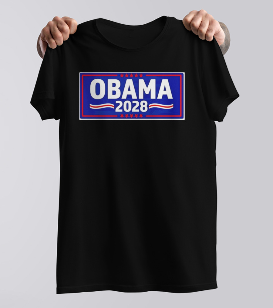 Obama 2028 Stars Stripes Political Campaign T-Shirt